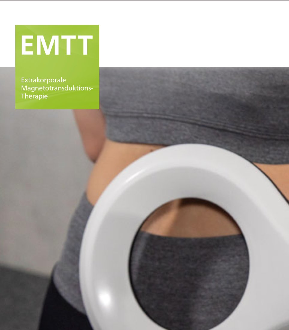 EMTT®-Applikator im Einsatz – Detailaufnahme der Magnetfeldtherapie am Rücken